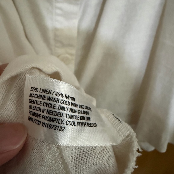 AVA & VIV Linen Blend Tank Top 1X Ivory Button Back - Picture 7 of 12